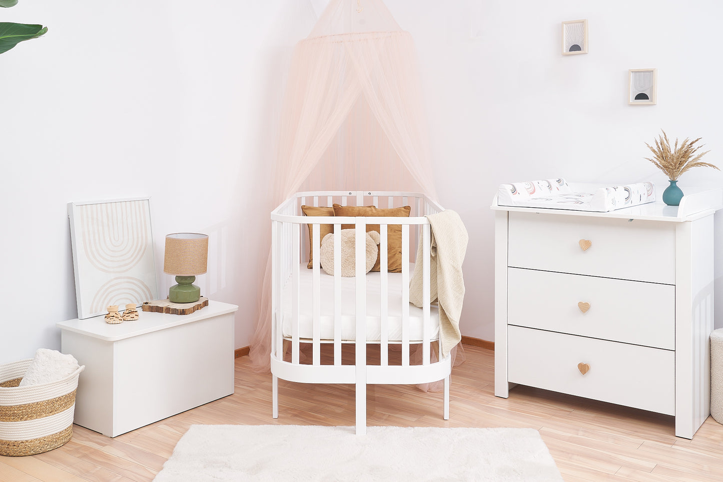 Baby Cot 140x70 PREMIUM Modern Rounded with sofa function + mattress